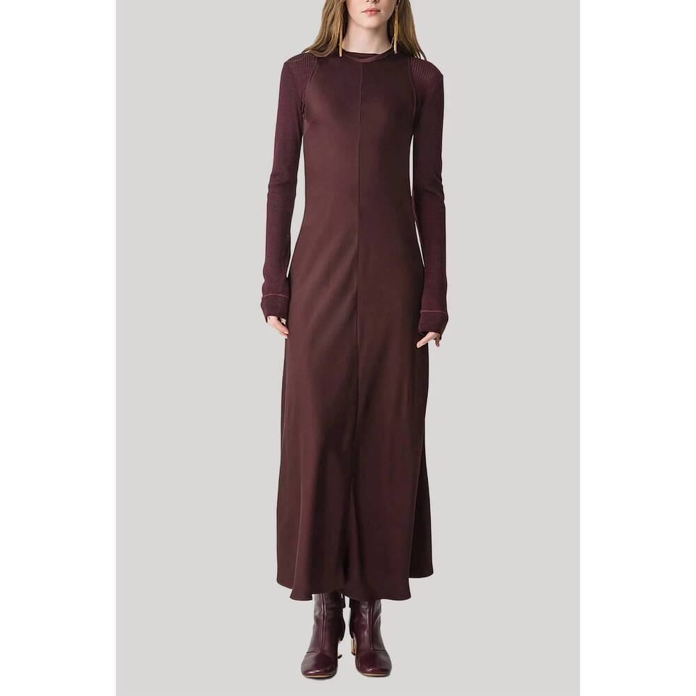 NEW FORTE FORTE sleeveless satin dress in chocolat noir